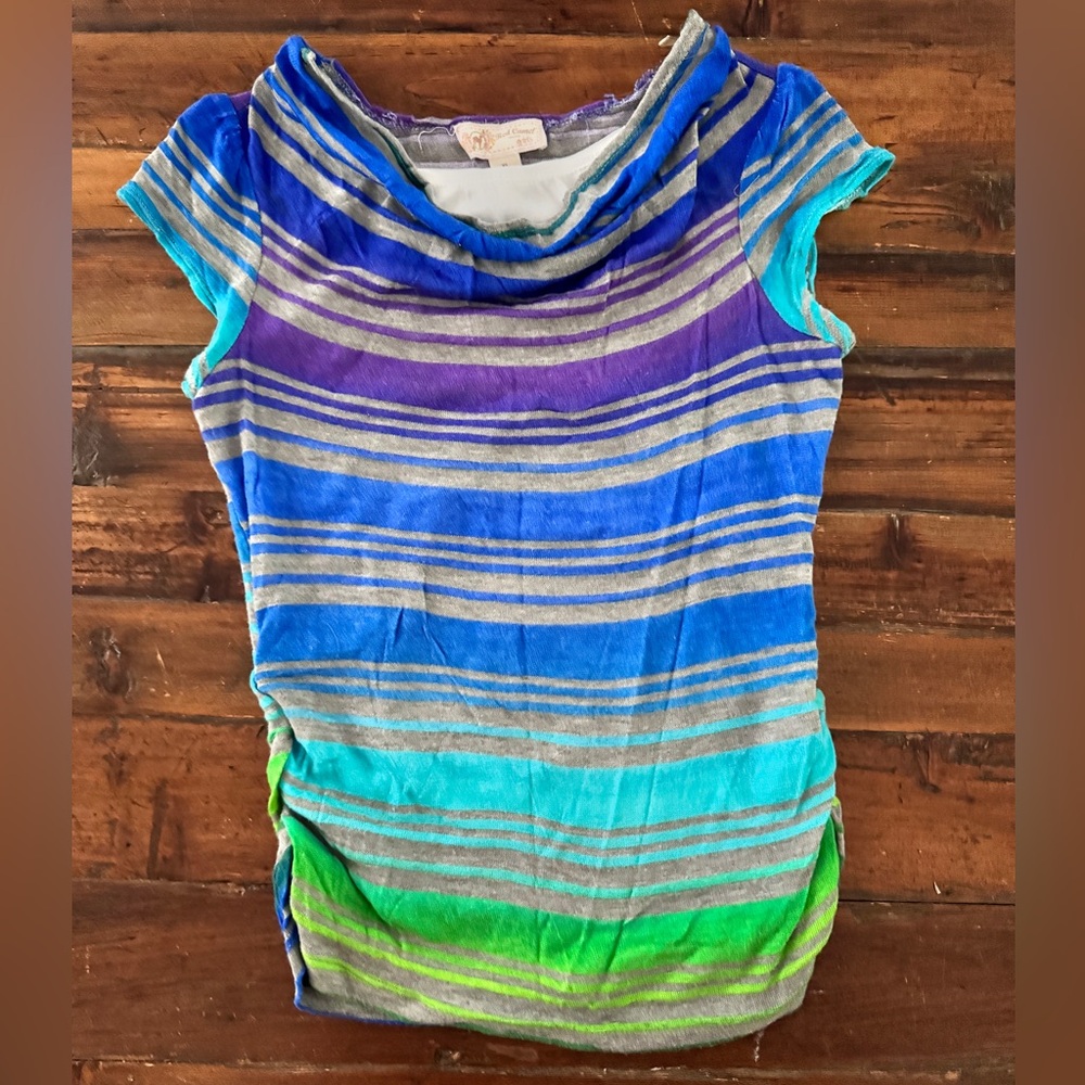 Striped Multicolor Cowl Neck Top
